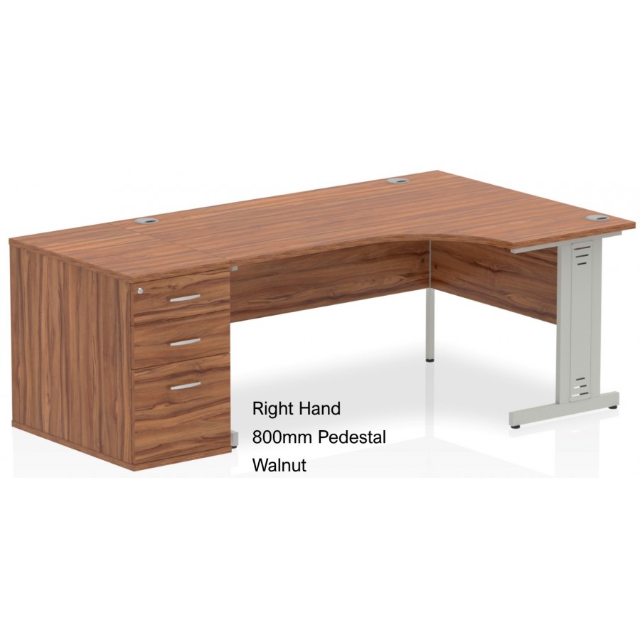 Rayleigh Right Hand Cable Managed Desk and Pedestal Set